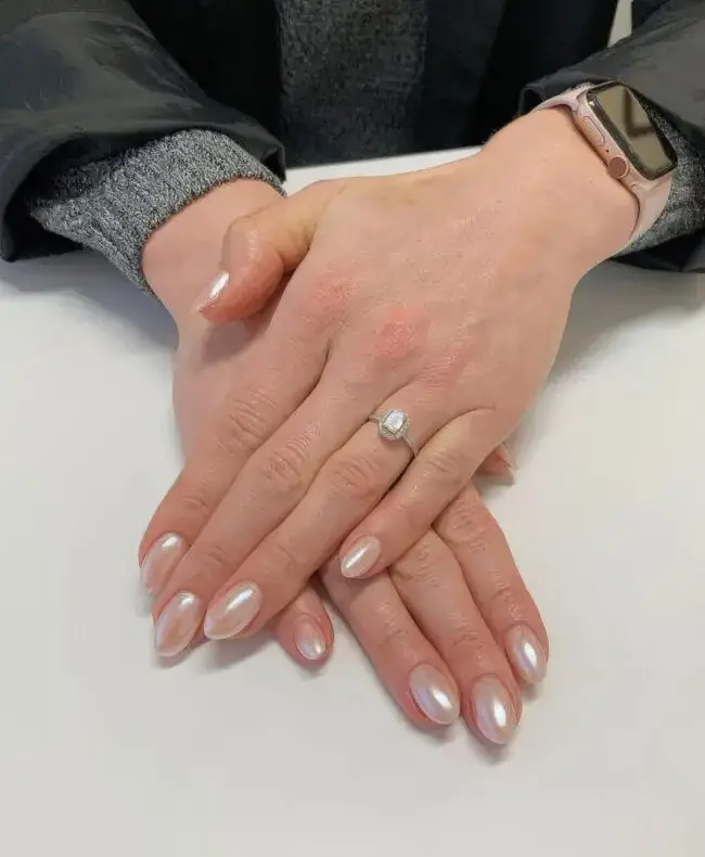 Glistening Almond Donut Nails