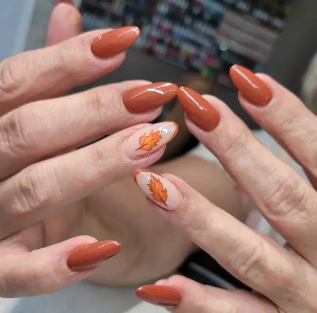 Classic Autumn Orange with Leaf Detailing