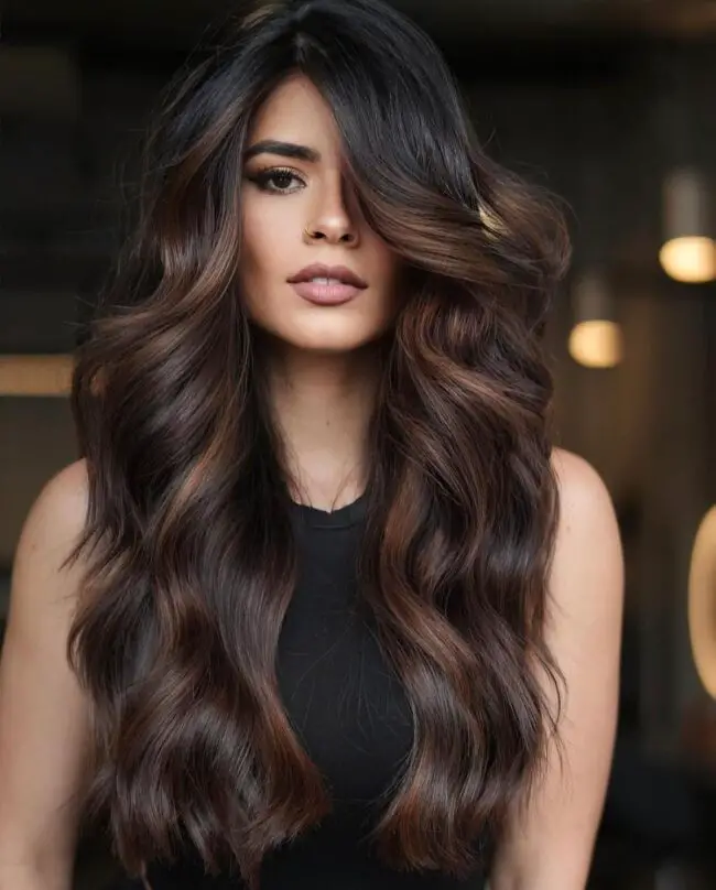 Soft Brunette with Rose-Tinted Highlights