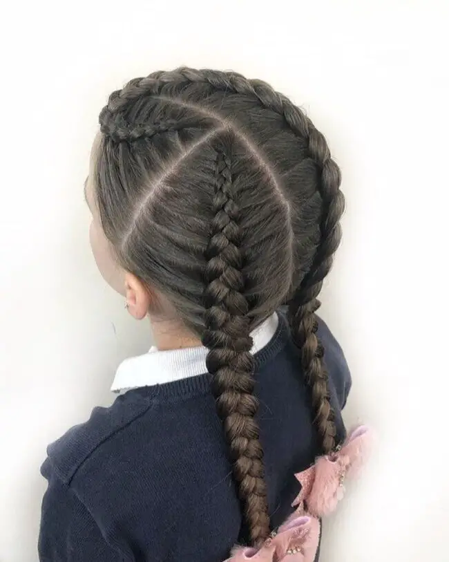 Double French Braids with Ribbon Detailing
