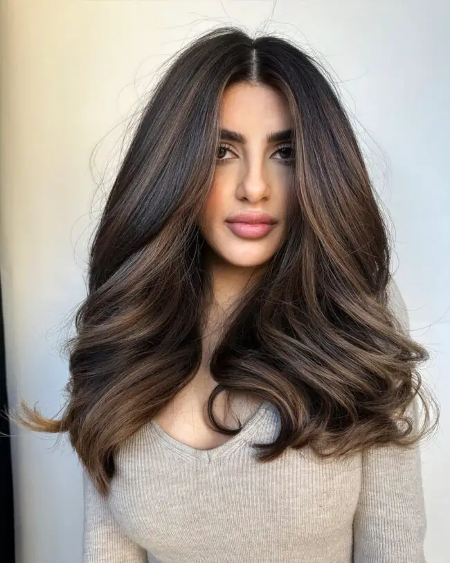 Bold Chocolate Hair with Blonde Accents