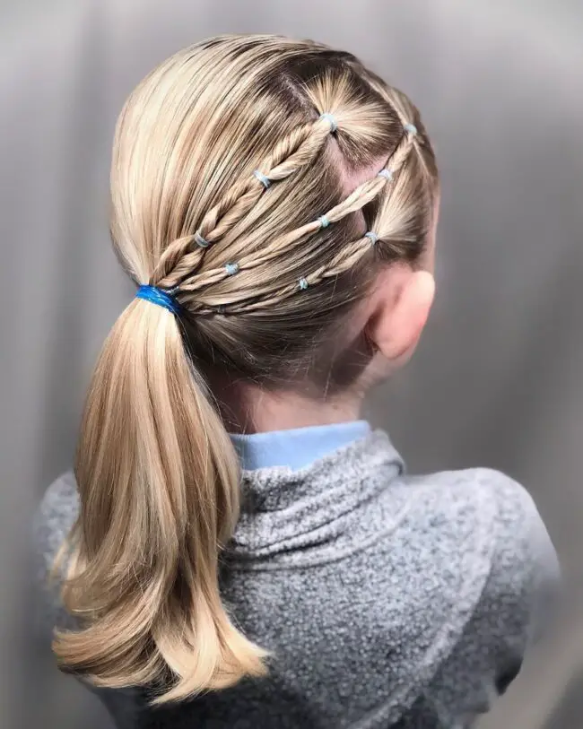 Twisted Braids Leading to a Low Ponytail