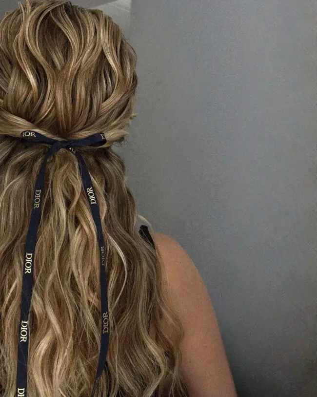 Designer-Inspired Tied Half-Up Beach Waves