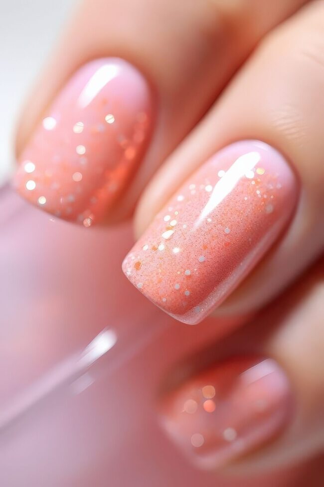 Warm Pink and Peach Nails