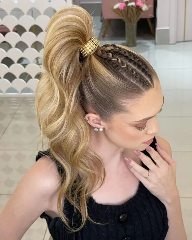 High Ponytail with Braided Detail