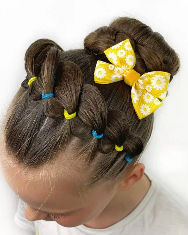 Bubble Pigtails Accented with a Bow