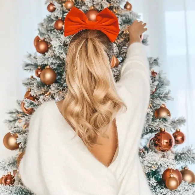 Festive Ponytail with Oversized Red Bow