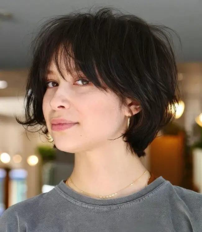 Trendy Brown Feathered Bob